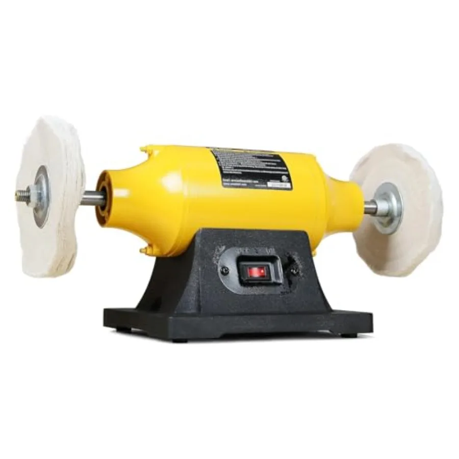 

4.0A Bench Buffer Polisher 6 Inch Jewelry Buffer Polishing Machine 3450 RPM Bench Polisher with Hard and Flannelette Buffing Wh