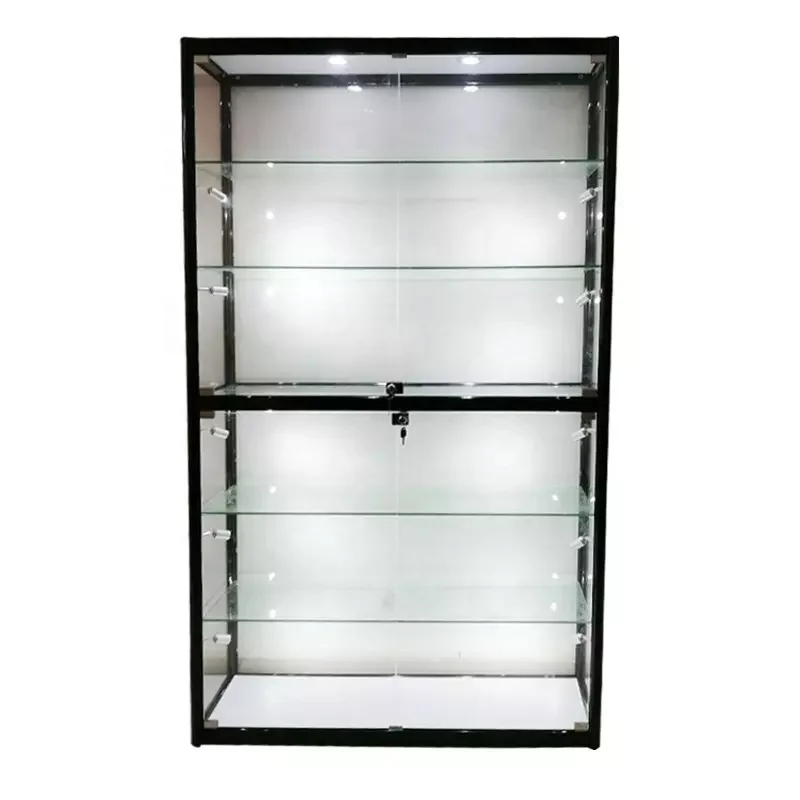 Boutique Display Cabinet for Shop, Vitrine de exibição bloqueável com luz LED, Cheap personalizado