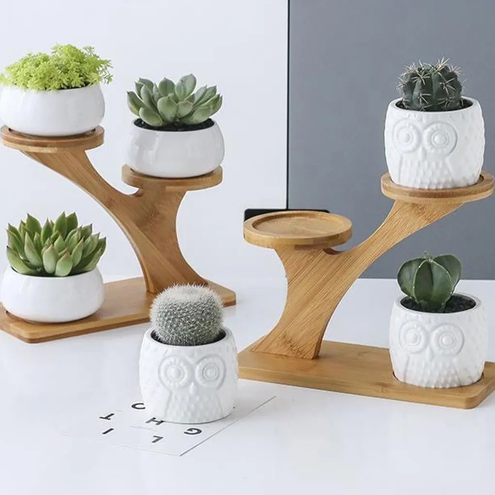 

Wood Bamboo Plant Stand Durable And Space-saving Tabletop Succulent Plants Save Space Flower Rack A straight board(L)