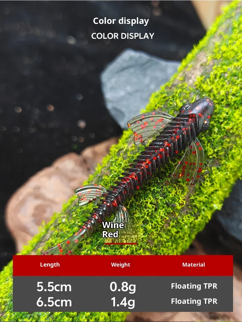 10 Stück 55MM 65mm Bionischer Weichköder Schmetterling-Gabelschwanz TPR Swimbaits Wobbler Rockfish Angelköder für Zackenbarsch, Barsch, Forelle – Detail 8