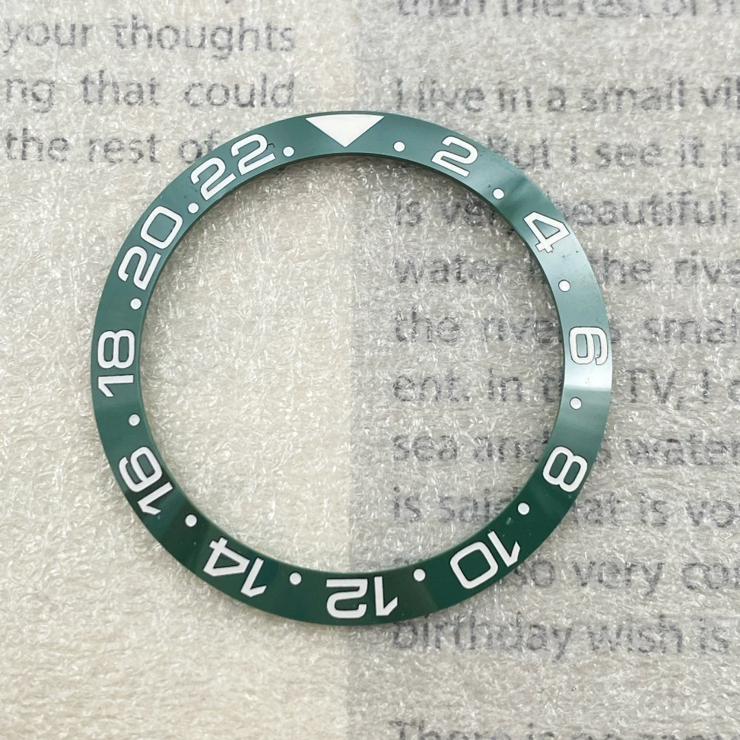時計アクセサリーベゼル GMT カラーアルミニウムベゼル 38mm セラミックリング代替黒と緑のウォーターゴーストケース外輪