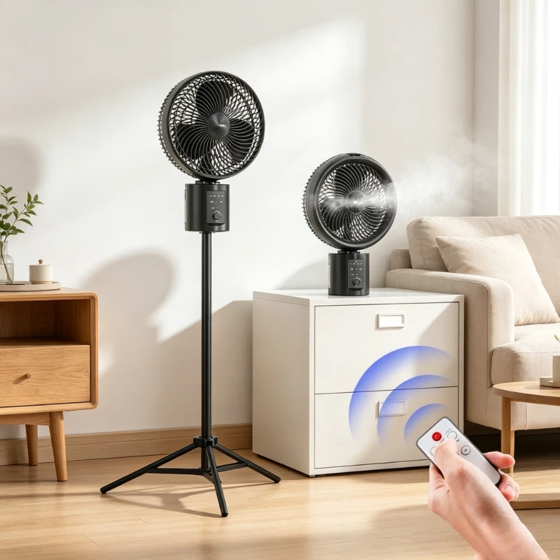 10 Inch Air Circulator Fan Telescopic Mist Oscillating Remote Timer Quiet Strong Wind for Home Desktop Floor Daily Use 서큘레이터