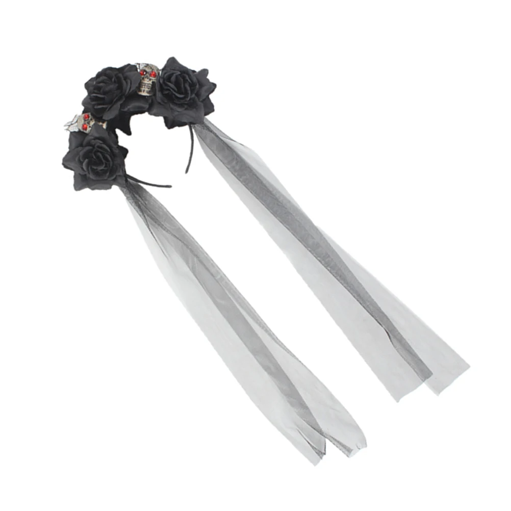 

Halloween Simulation Flower Skull Hair Creative Hair Band Scary Costume Props Children Decoration Props for Party (Black)
