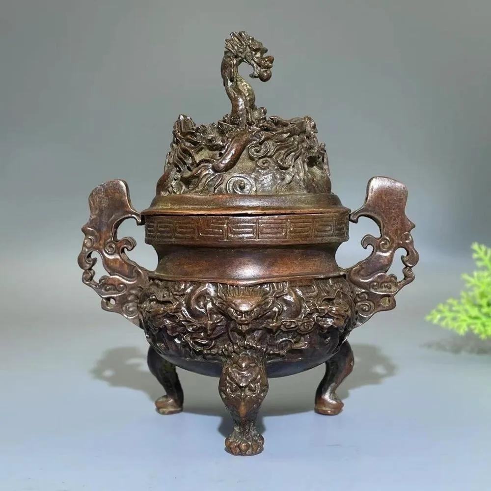 Chinese Nine Dragon Pearl Censer Retro Tea Ceremony Ornament