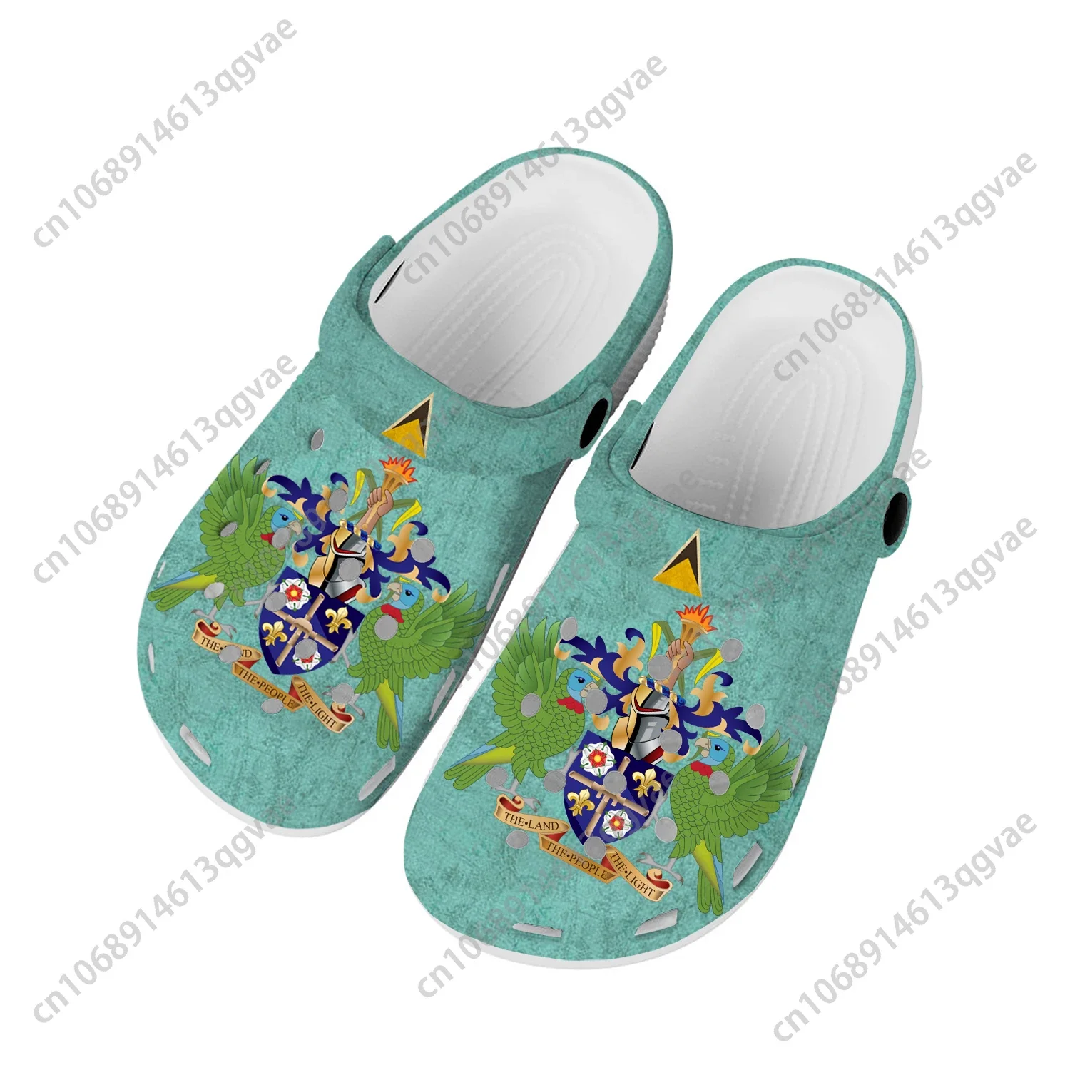 

Saint Lucia Flag Home Clogs Custom Water Shoes Mens Womens Teenager Saint Lucia Shoe Garden Clog Breathable Beach Hole Slippers