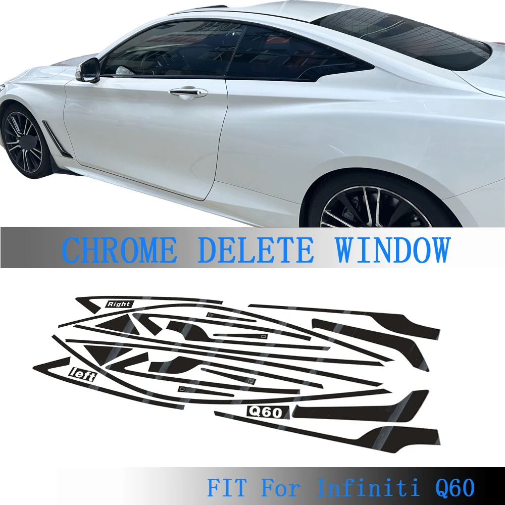 

Glossy Black PVC Car Window Decorative Strip Sticker For Infiniti Q60 2017-2020 coupe Exterior Protection Accessory