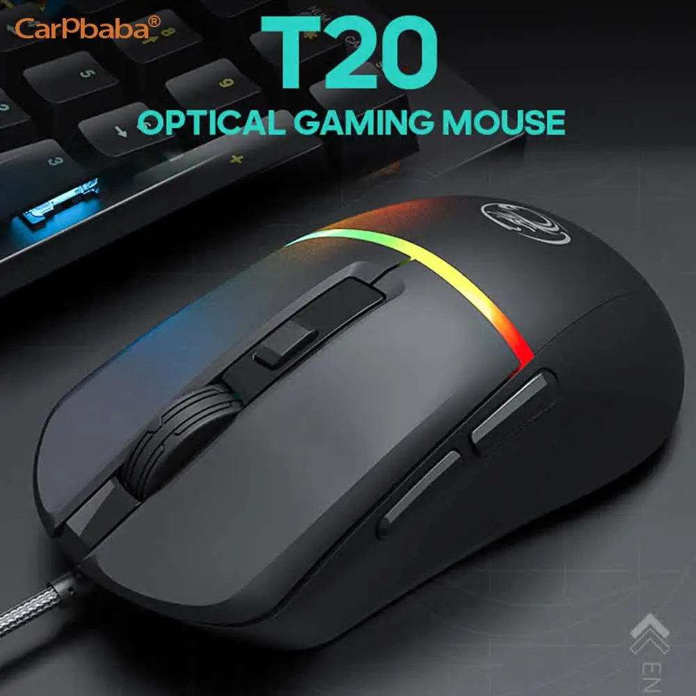 iMice T20 Wired Game Mouse 6 Levels DPI Adjustable Up To 6400DPI Instant RGB Ergonomic Design Universal Mouse For Gamer