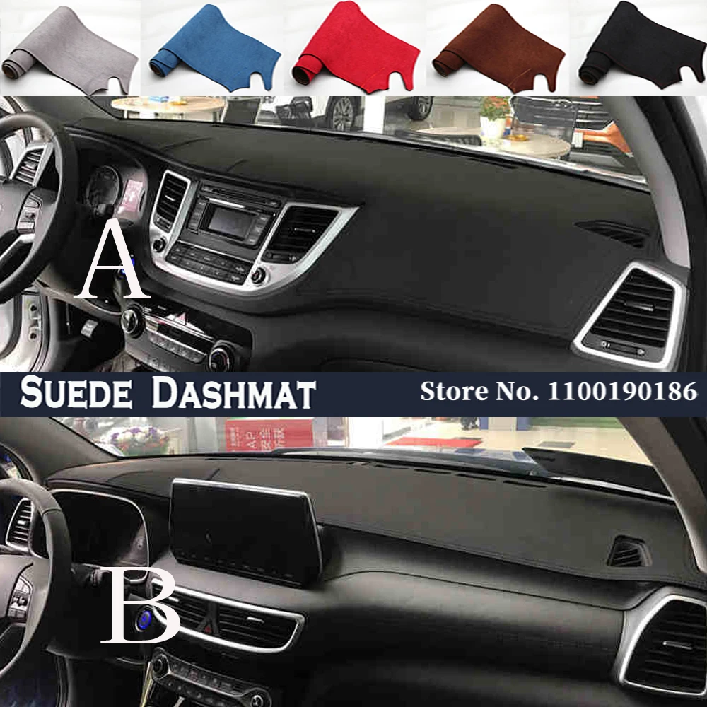 Car Styling Suede Leather Dash Mat Covers Dashmat Dashboard Carpet Accessories For Hyundai Tucson TL 2015 - 2020 2016 2017 2018