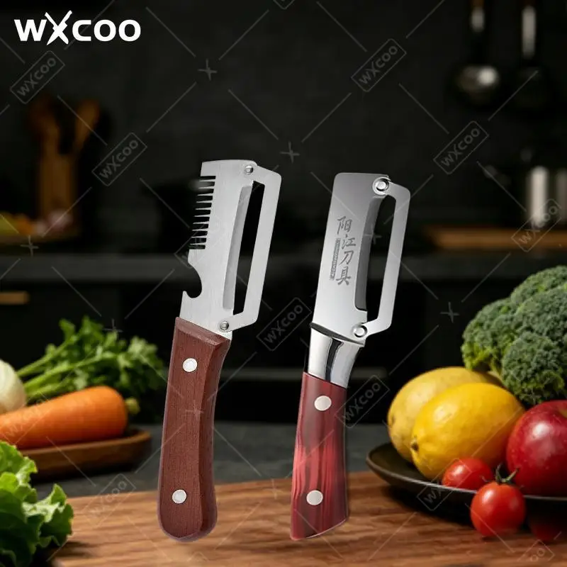 Éplucheur multifonctionnel WXCOO en acier inoxydable pour la cuisine, idéal pour éplucher les légumes, couper les oignons, les fruits, les melons et racler la canne à sucre