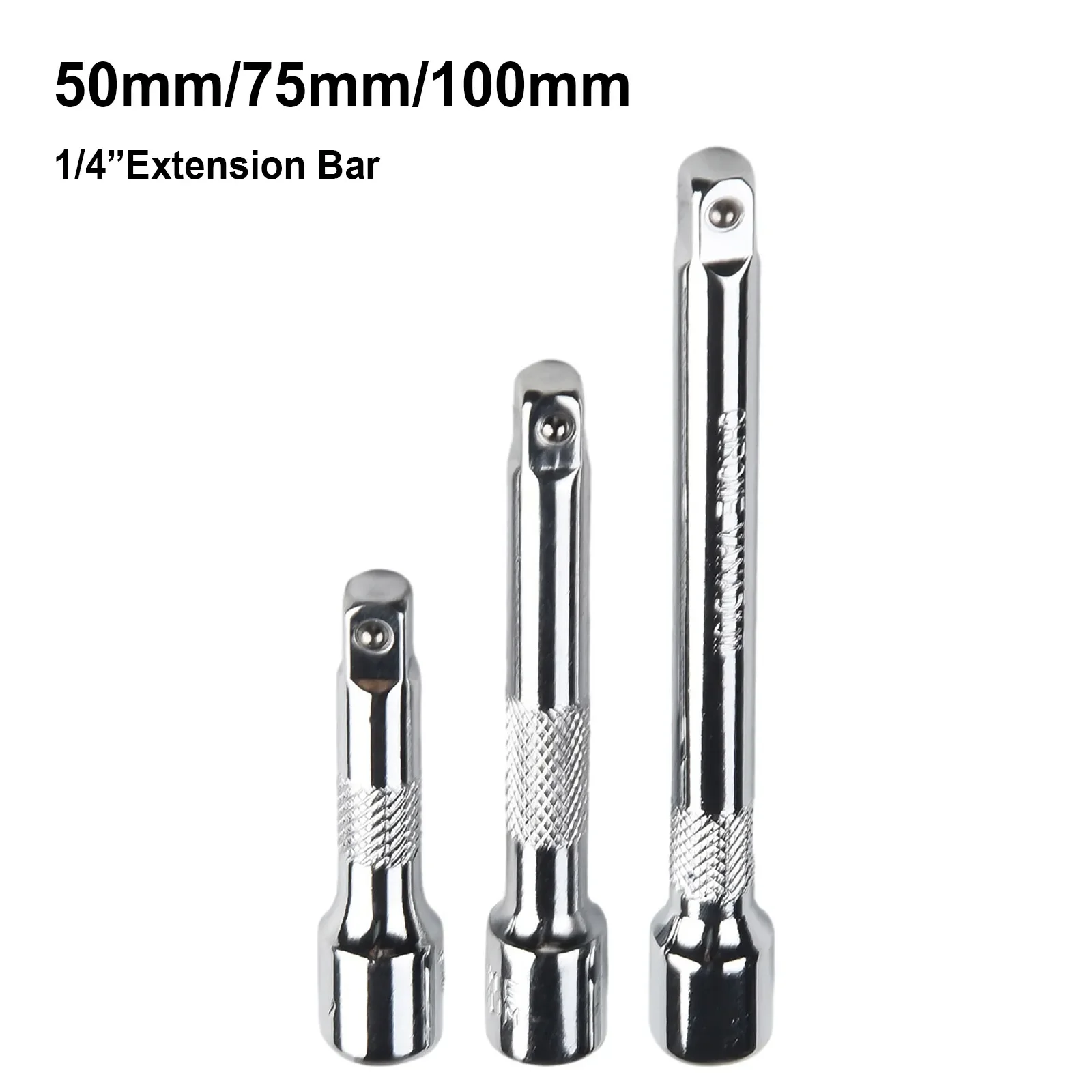 3pc 1/4Inch Chromed Steel Extension Bars Ratchet Sockets Wrench Adapter Power Drill Adapters Long Bar Connecting Rod 50/75/100MM