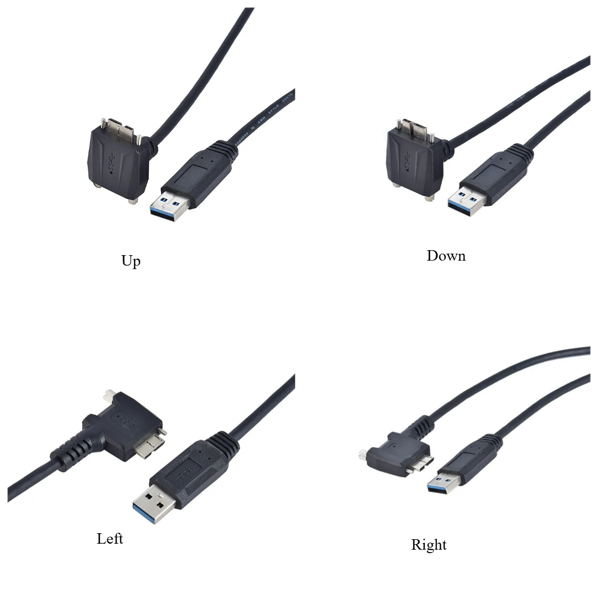 Usb3.0 to USB3.0 Micro B Male 90 Degree Up Down Left Right Angle Cable Screw Lock Panel for Camera External Hard Drive