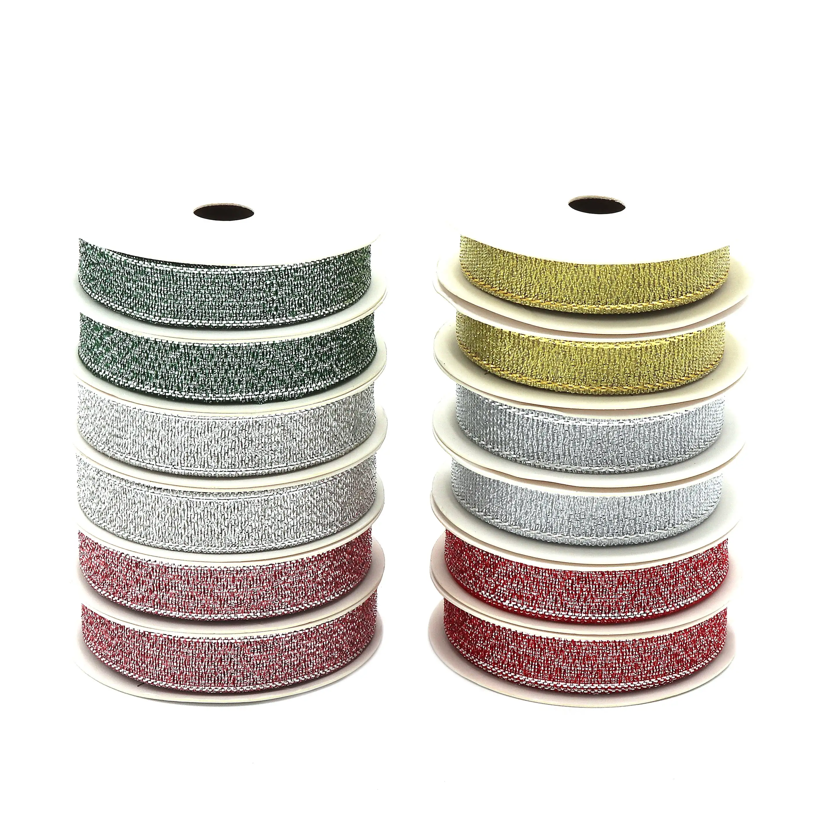 

Metallic Holiday Christmas Ribbon for Gift Wrap and Crafts, 6 Colors, 3/8 X 36 Yards