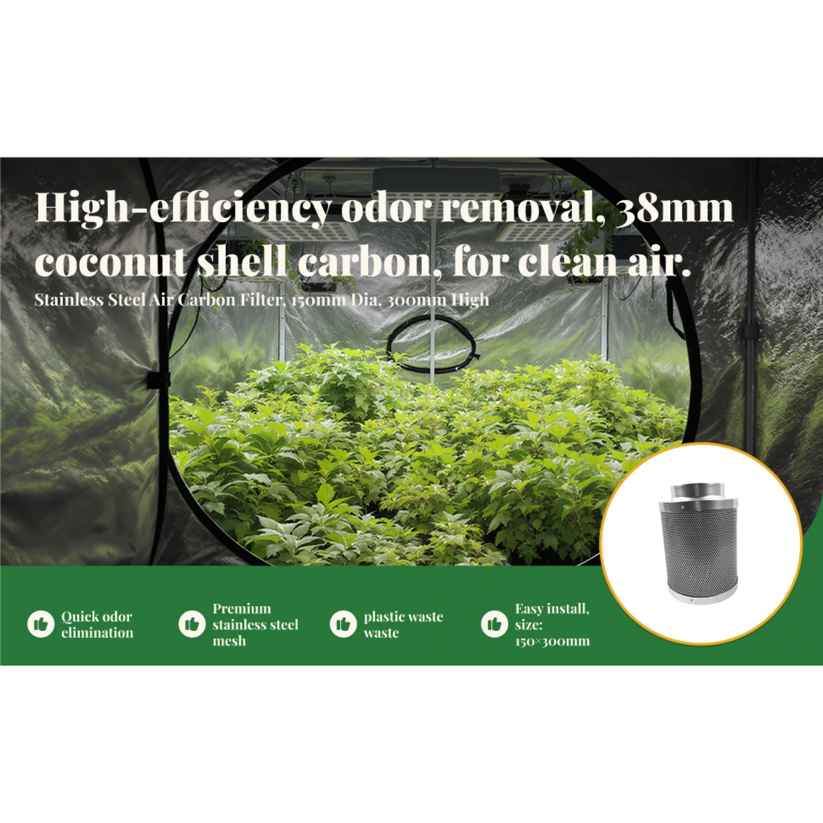 4/6/8Inch Air Carbon Filter 38mm Thick Activated Charcoal Charcoal Filter view 4