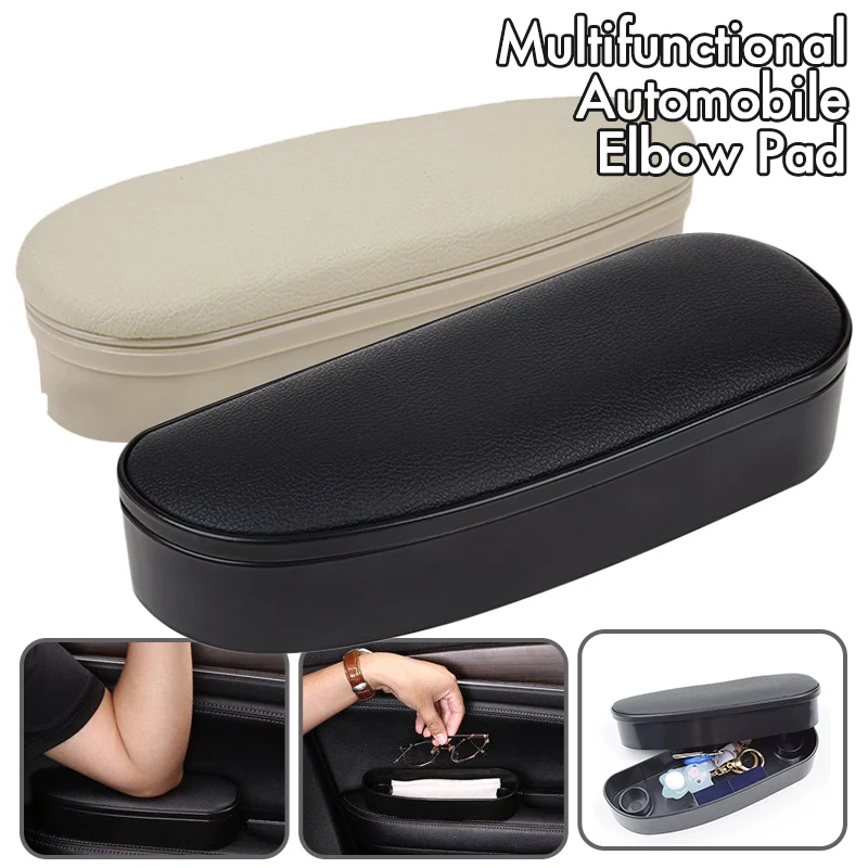 

Storage Functional Armrest Car Door PU Leather Arm Rest Cushion Elbow Support Arm Heightening Pad Auto Interior Organizer Gadget