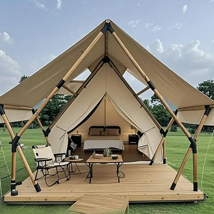 خيمة نفق عائلية من قماش أكسفورد ثلاثي، تصميم متعدد الغرف مقاوم للماء ومقاوم للرياح، خيمة تخييم خارجية محمولة #6