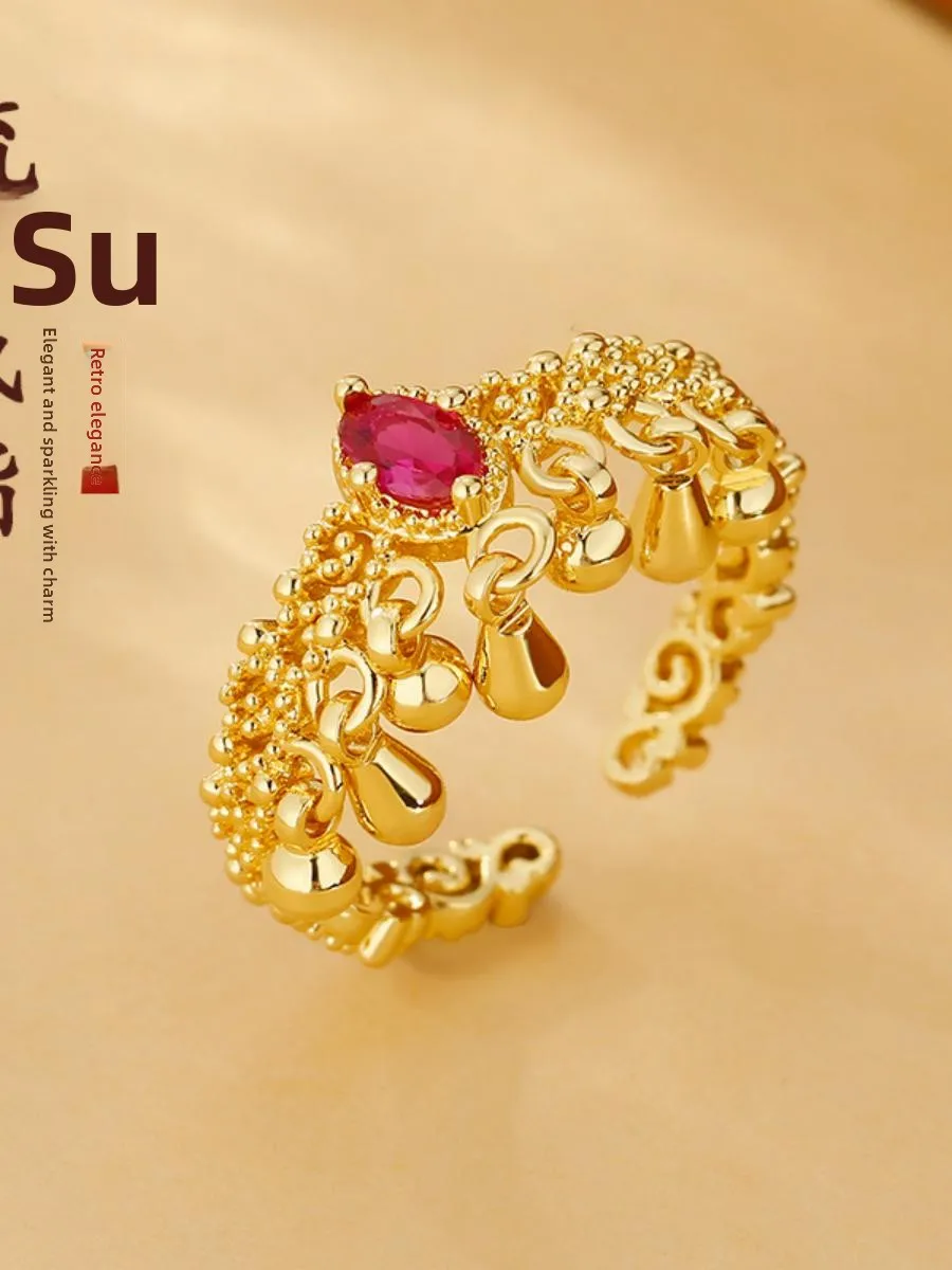 

New Chinese Sle Tassel Ring Ele Fairy Aosphere Versatile Finger Ring Faionable Jewelry Accory for Women