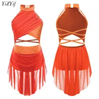 Vestido tutú de Ballet para niñas, leotardo de gimnasia, traje de actuación de danza contemporánea lírico, vestidos superpuestos de malla transparente