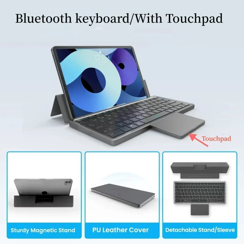 Mini Bluetooth keyboard With touchpad Wireless keyboard Foldable And Rechargeable For Mobile Tablets Android iOS Windows Teclado