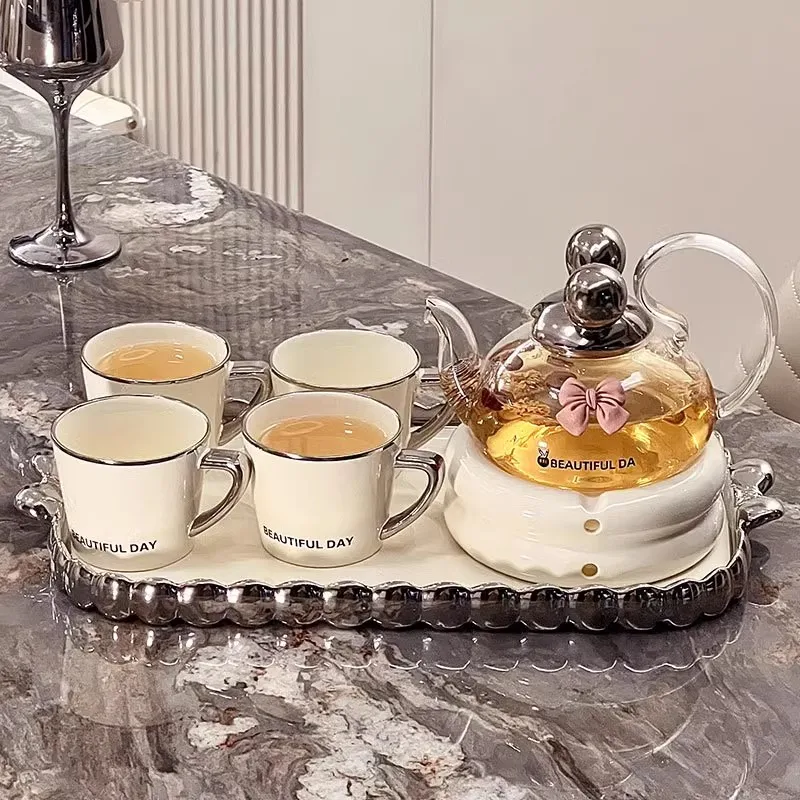 High Beauty Flower Tea Set Home Heatable Ceramics Teapot Teacup Set Gift Box Packaging