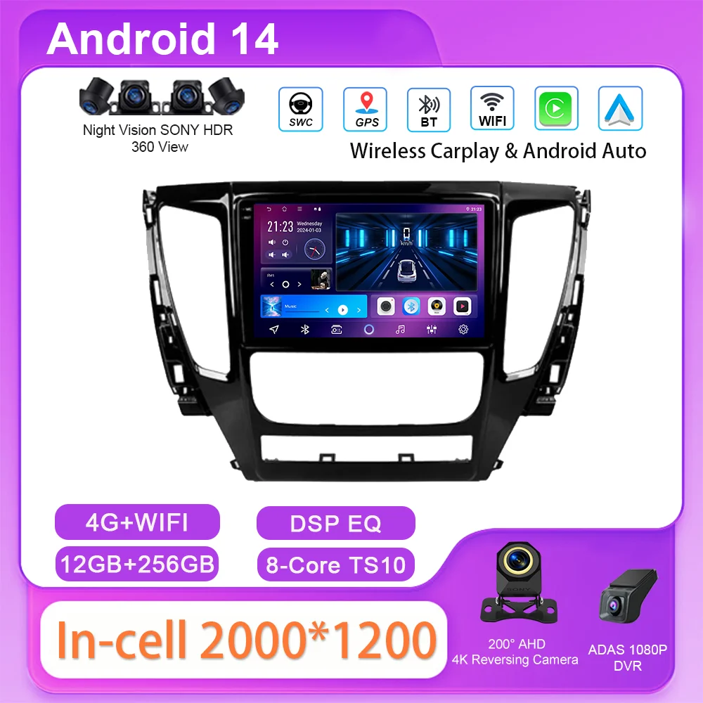

Car Android Radio Stereo For Mitsubishi Pajero Sport 3 2016 - 2018 Auto Player Multimedia GPS Carplay Touch Screen NO 2din DVD