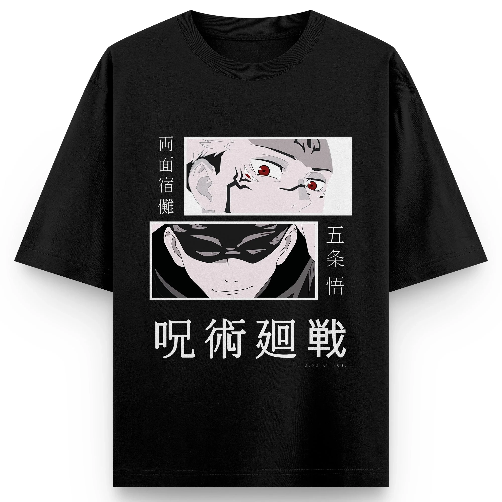 

Jujutsu Kaisen Men's T - Shirt 2025 Summer Anime Casual Black Cotton Short Sleeve T - Shirt Featuring Sukuna and Gojo Satoru