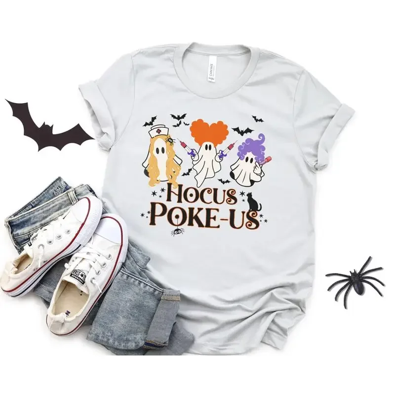Halloween Nurse Shirt Funny Phlebotomy T Spooky Er Crew Tee Witchy Infusion Crewneck Cute Hocus Poke Us Ghosts