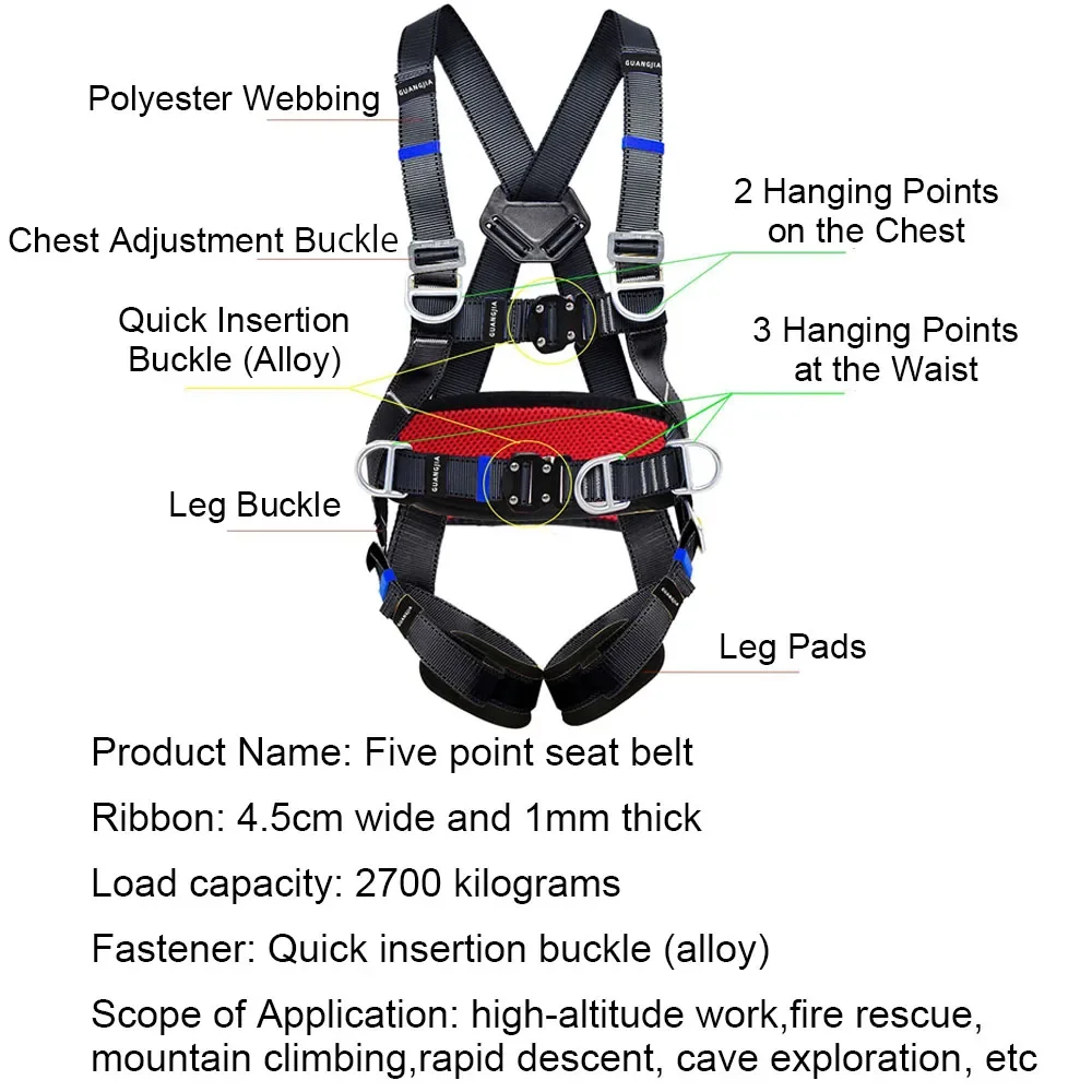 High-altitude Work Safety Harness Outdoor Rock Climbing Training Safety Belt Electrician Construction Protection Equipment