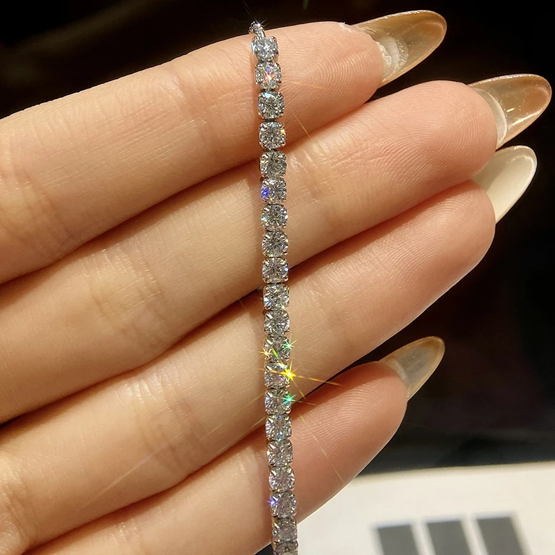 

KNB Classic Concise Certified Moissanite Diamond Bracelet For Women Gift Real 925 Sterling Silver Top Quality Luxury Jewelry