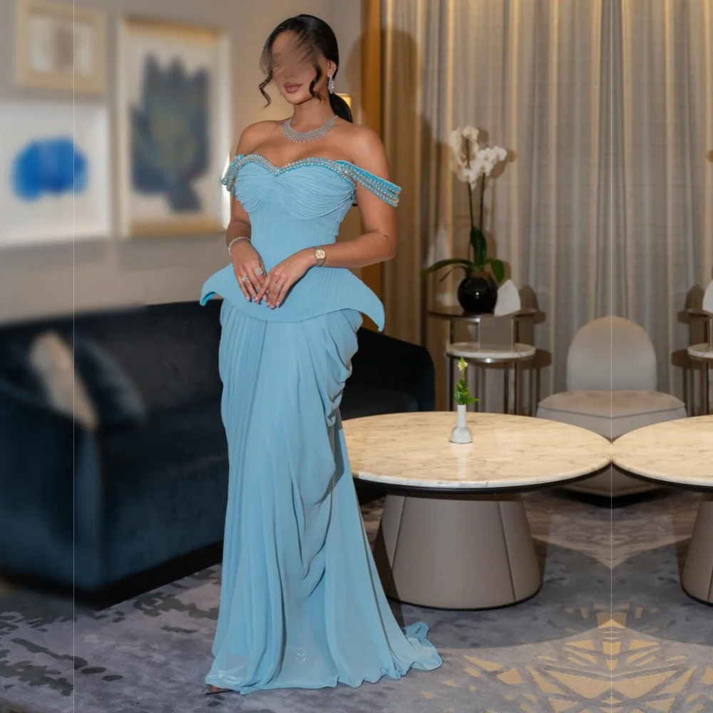 

Customized Chic Temperament Off-the-shoulder Trumpet Women's Evening Dress Long Dresses Bespoke Occasion Exquisite Party Gown