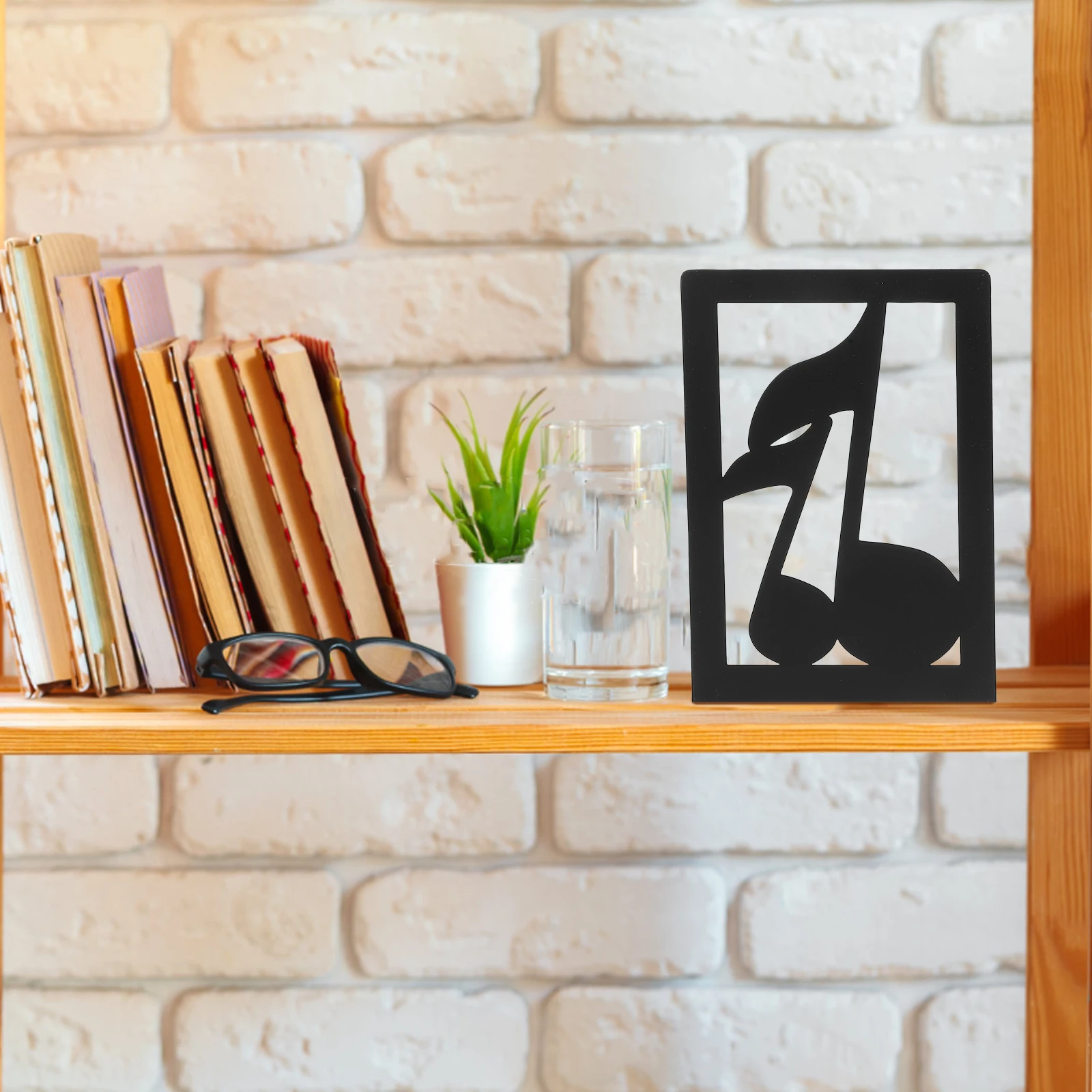 

2pcs Black Iron Music Note Bookends for Desk Decorative Holders Smooth Edge Study Book Ends ganizers Storage Display