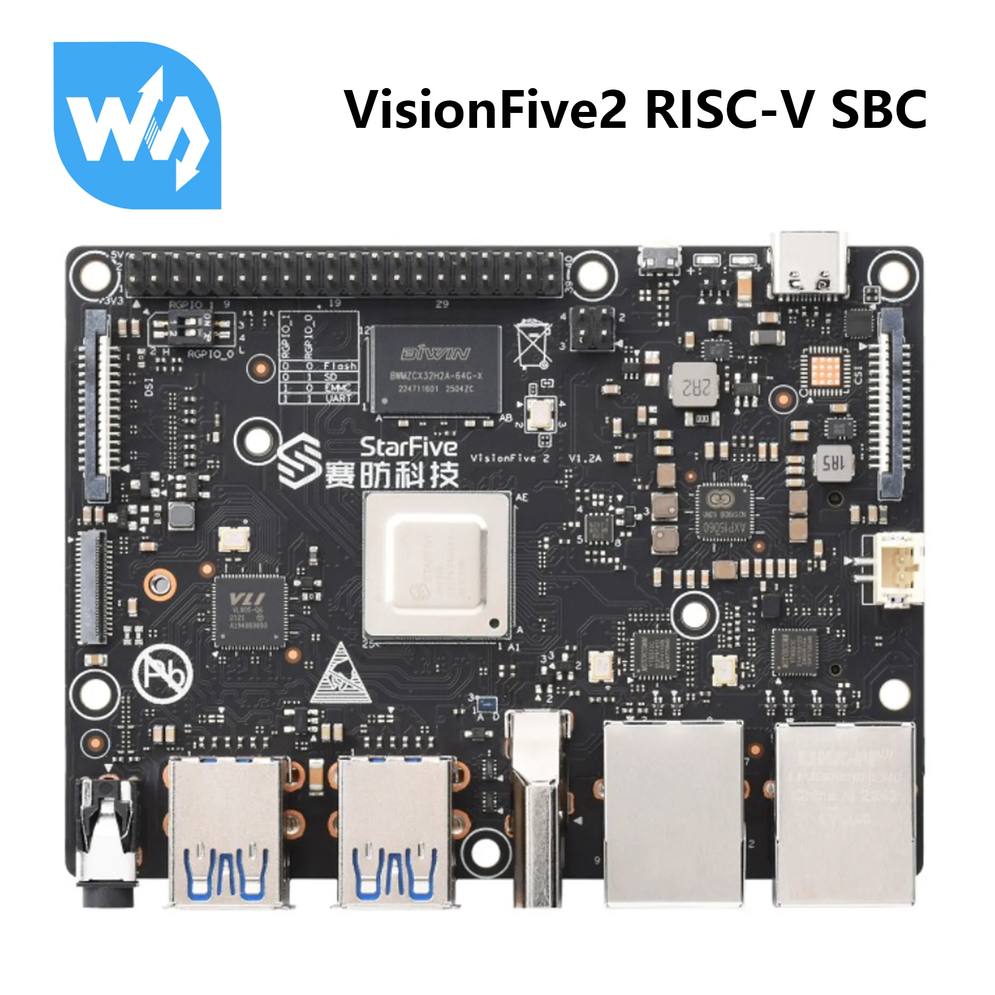 

VisionFive2 RISC-V Single Board Computer StarFive JH7110 Processor with Integrated 3D GPU, base on Linux