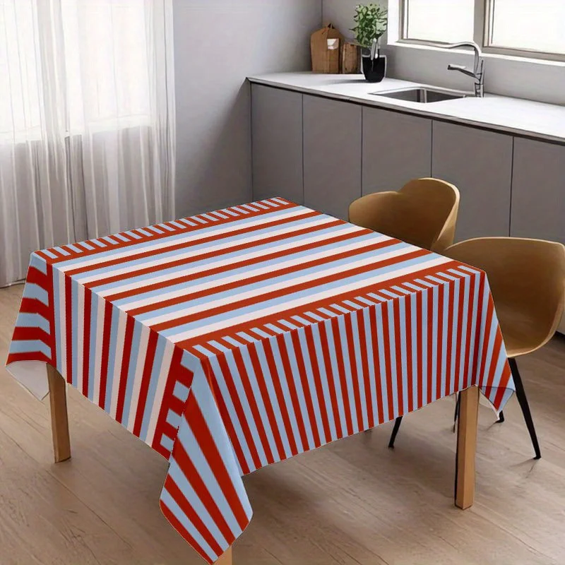 A soft, fashionable and attractive orange and blue striped tablecloth, 2D Flat, exquisite gift.