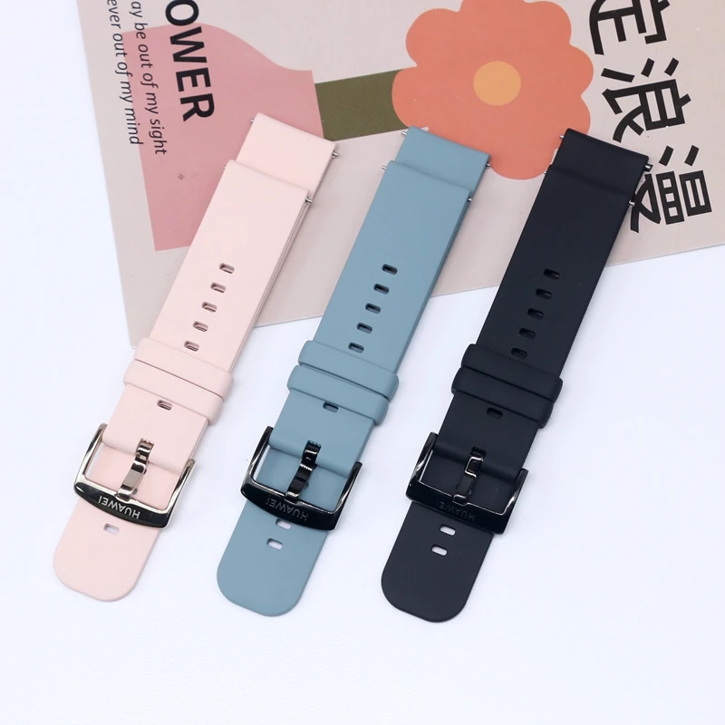Original 20mm Rubber Watch strap for Huawei GT2 / GT3 42mm Leather Strap Fluoroelastomer Sport Band for Summer Milanese Bracelet - view 3