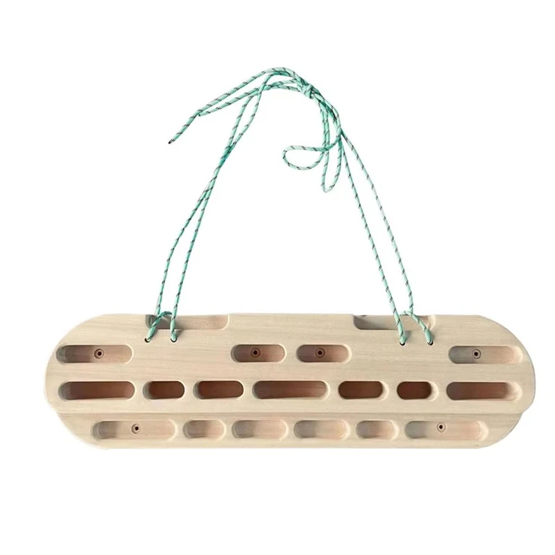 Wooden Climbing Fingerboard With Hanging Rope, Indoor Outdoor Training Hangboard For Climbers And Athletes