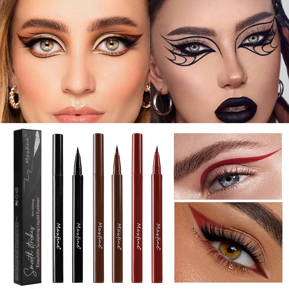 Waterproof Matte Red Liquid Eyeliner Pencil Ultra-thin Long Lasting Quick Dry Smooth Black Eye Liner Pen Korean Makeup Cosmetics