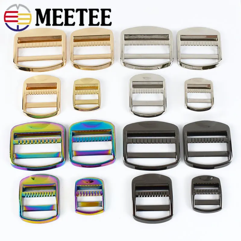 4/10Pcs Meetee 19-38mm Metal Adjust Bcukles Bag Strap Tri-Glide Ring Clasp Backpack Belt Webbing Hook DIY Hardware Accessories