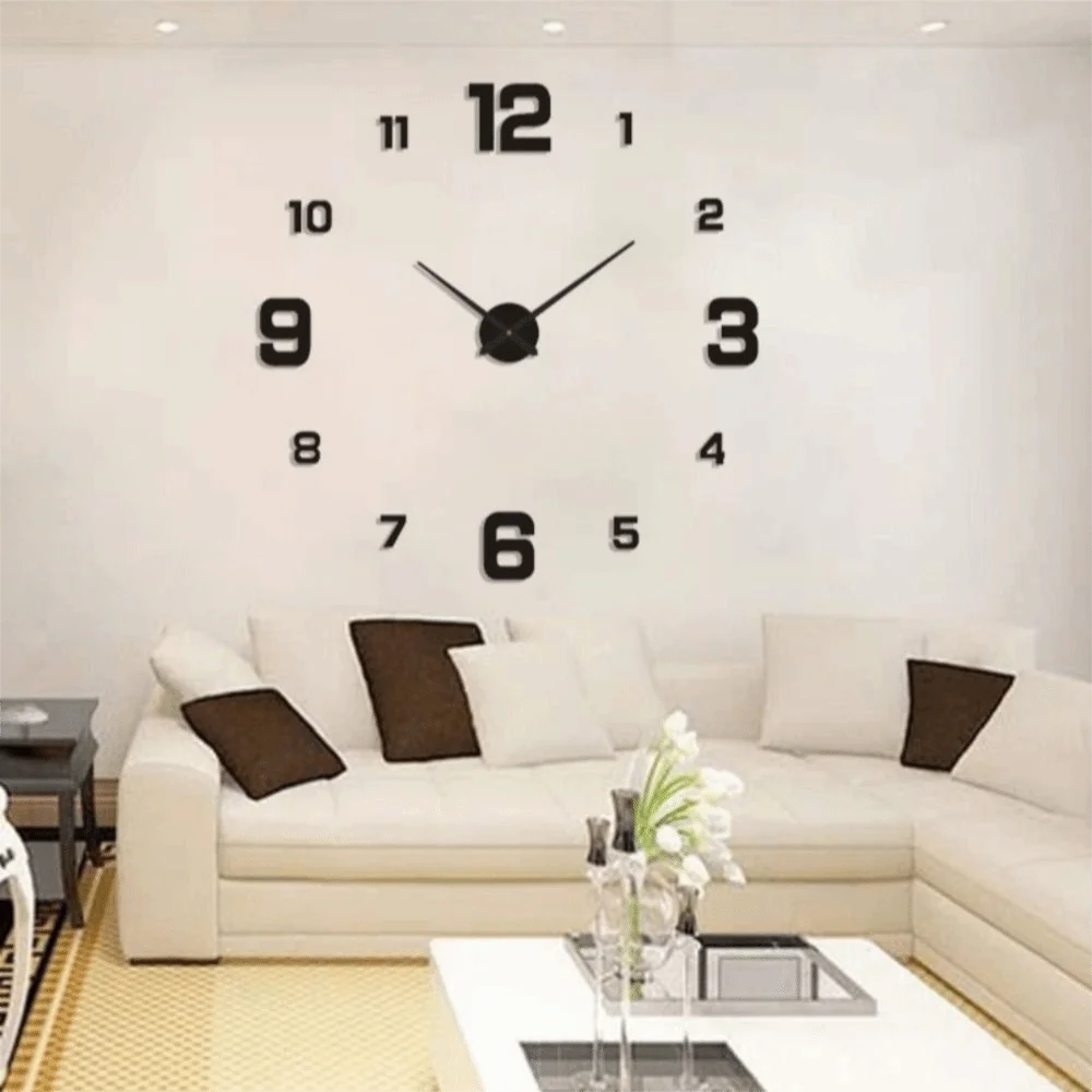 

Creative 3D Wall Clock Minimalist Silent Digital Clock Acrylic Frameless DIY Wall Clock Office