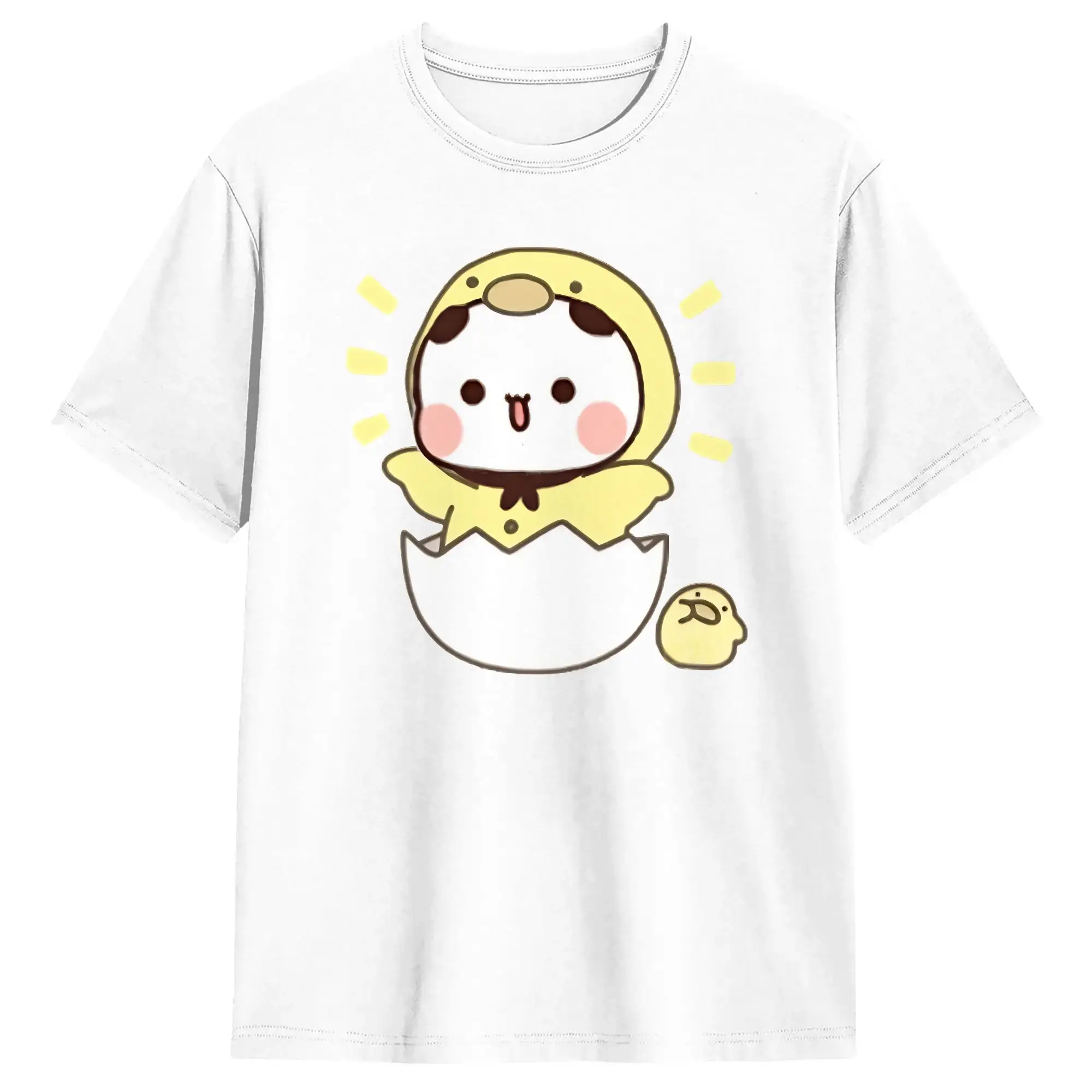 Cute Little Chicken Bubu Open T-Shirt Summer T-Shirts Couple Cotton Crewneck Oversize Top Tees Short-Sleeved Awesome Tshirt