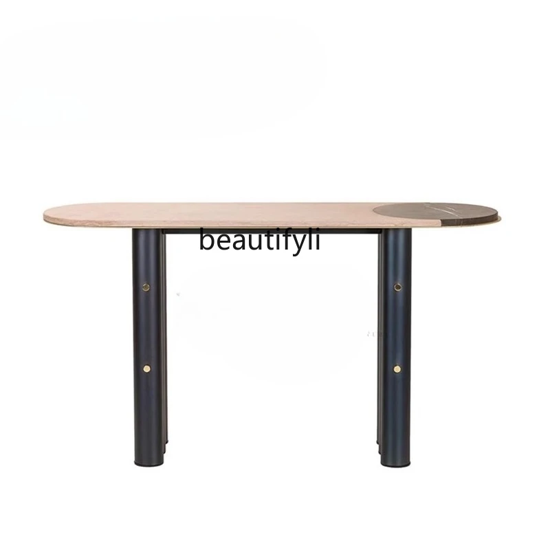 

Italian light luxury marble entrance table modern designer model house entry door creative end view table