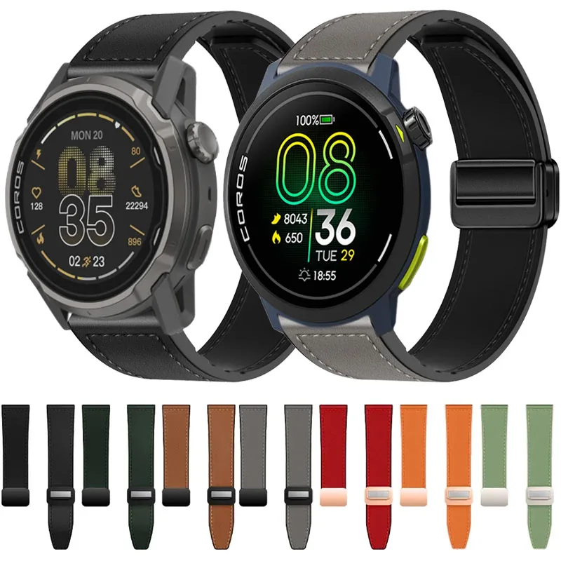 20mm22mm سيليكون + حزام من الجلد ل Suunto العمودي 2-1/السباق 2/1/المحيط/تشغيل الفرقة المغناطيسية ل COROS PACE Pro-3-2/APEX 4 42 مللي متر حزام #1