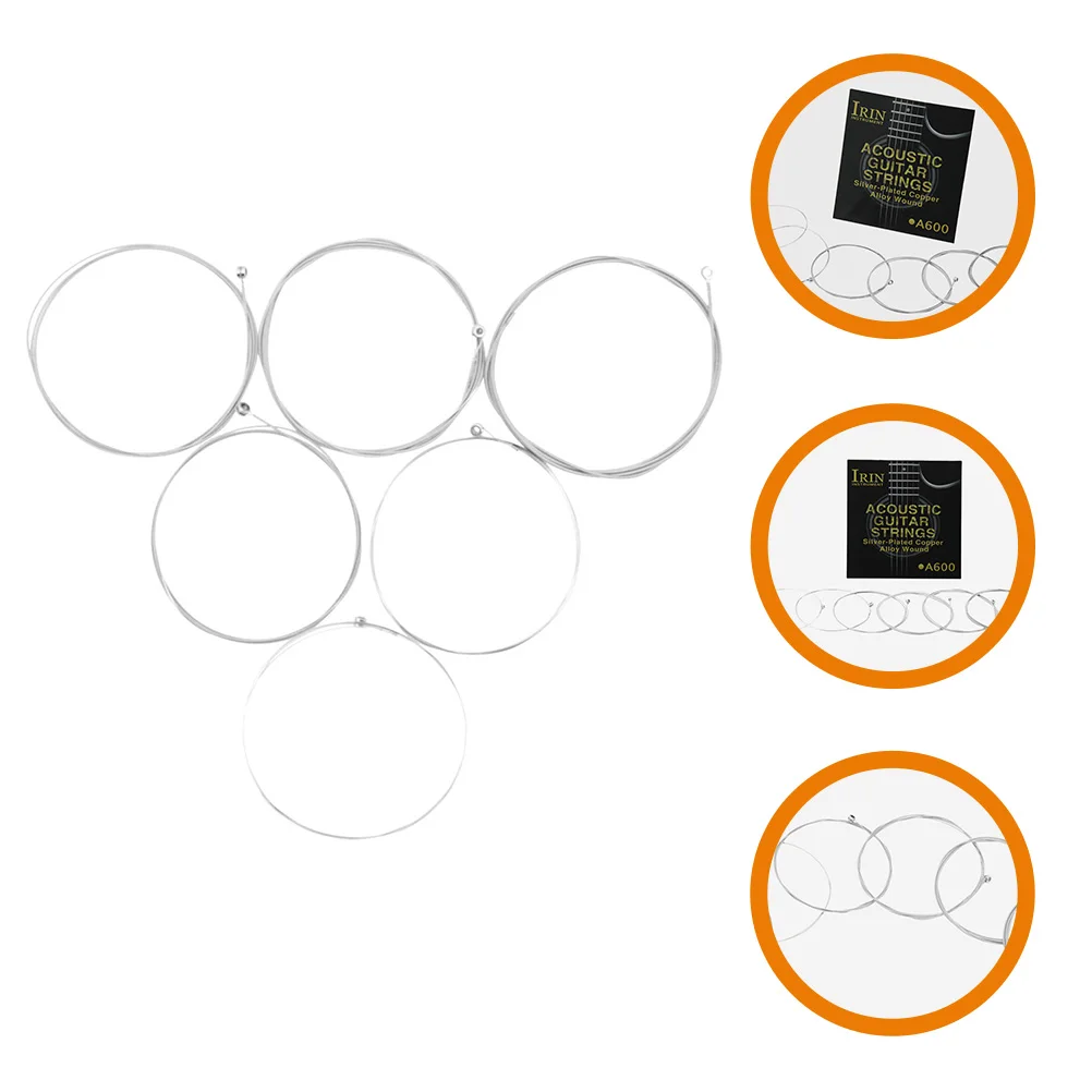 

6 pcs Steel Silver Folk Guitar Strings Durable Metal Bass Guitar Strings High grade Musical Instrument Parts Accessories