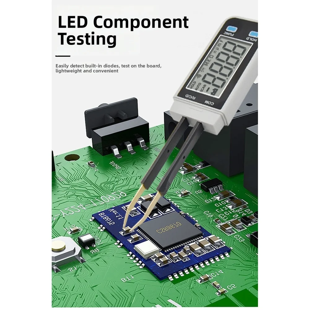 

Измеритель LCR для SMD-компонентов со встроенным дисплеем для мониторинга сопротивления, емкости и характеристик диодов в режиме реального времени