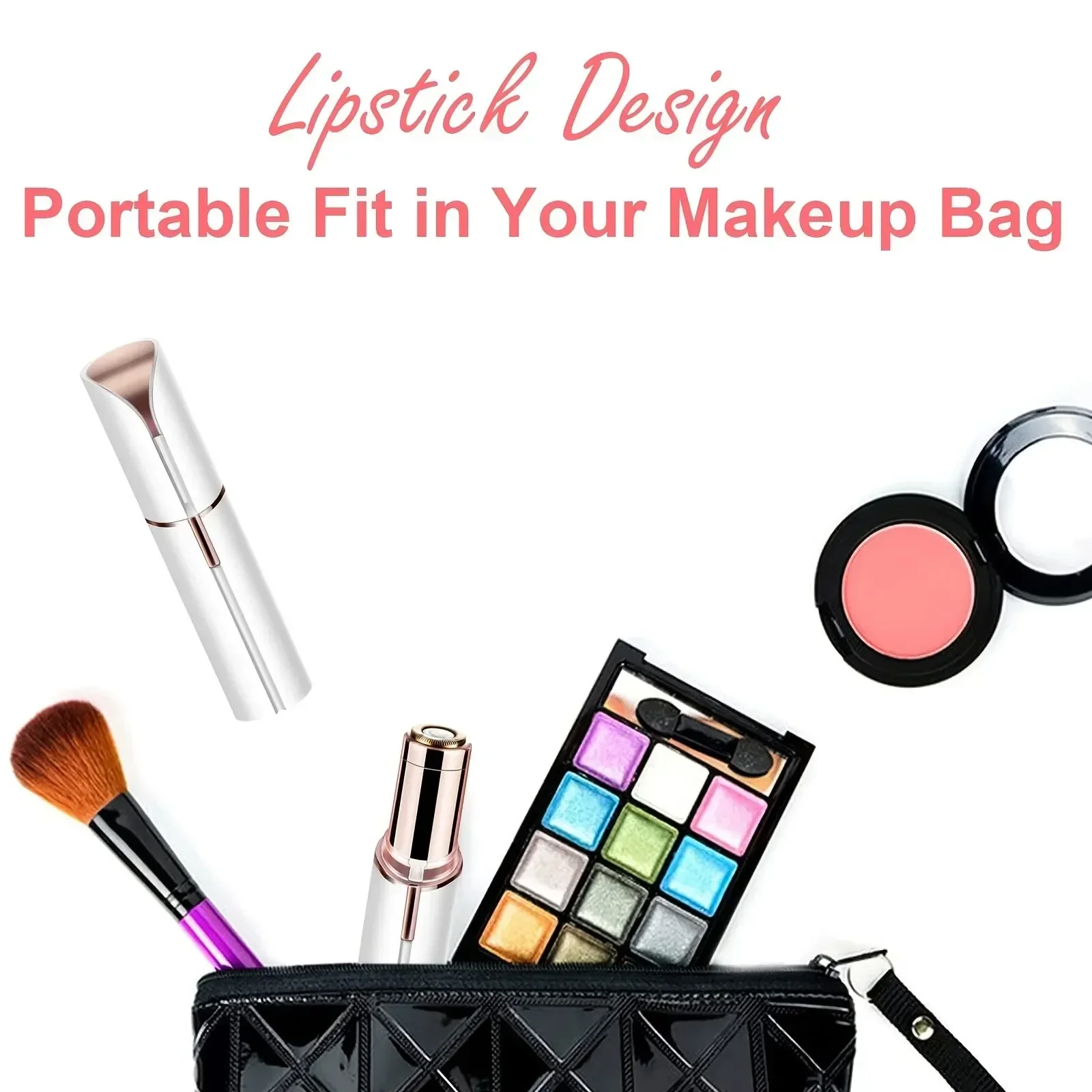 여성용 휴대용 립스틱 모양 전기 제모기, 무통 및 효과적인 얼굴 제모, 가정용 면도기 도구