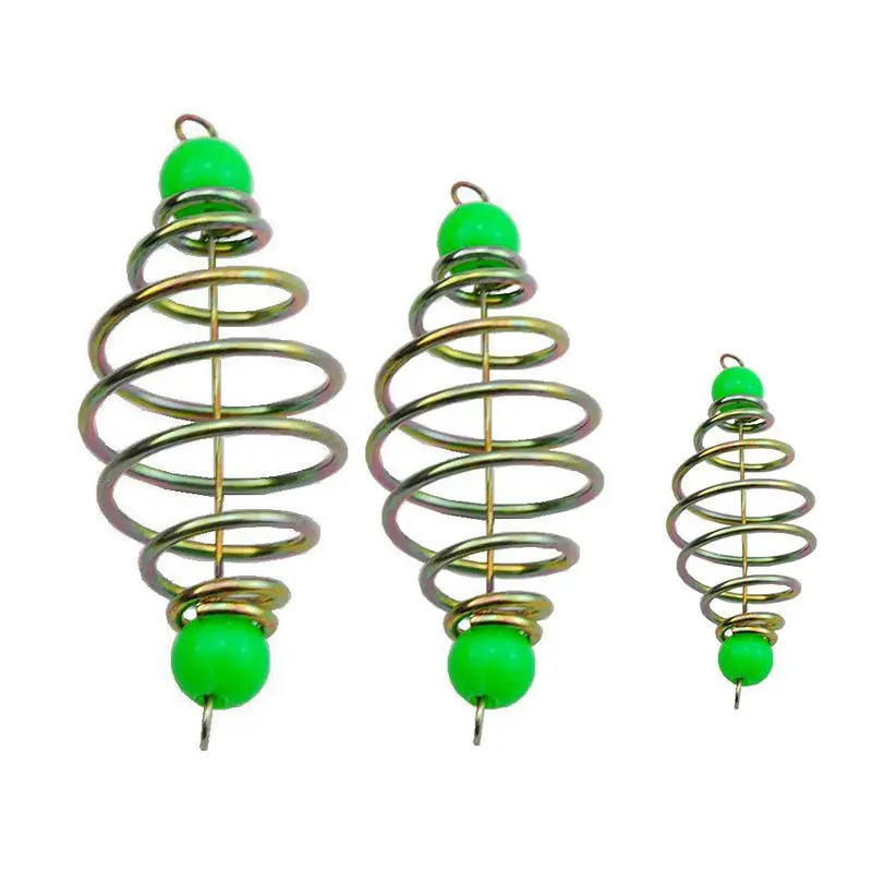 

10pcs/lot Carp Fishing Spring Feeder Fishing Bait Cage with Luminous Beans Carp Fishing Explosion Hook Accessories