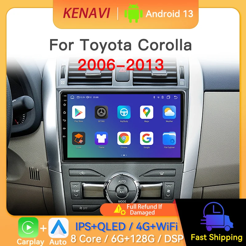

Android13 Car Stereo Radio For Toyota Corolla 2006-2013 GPS Navigation Wireless Carplay Android Auto Multimedia Player Head Unit