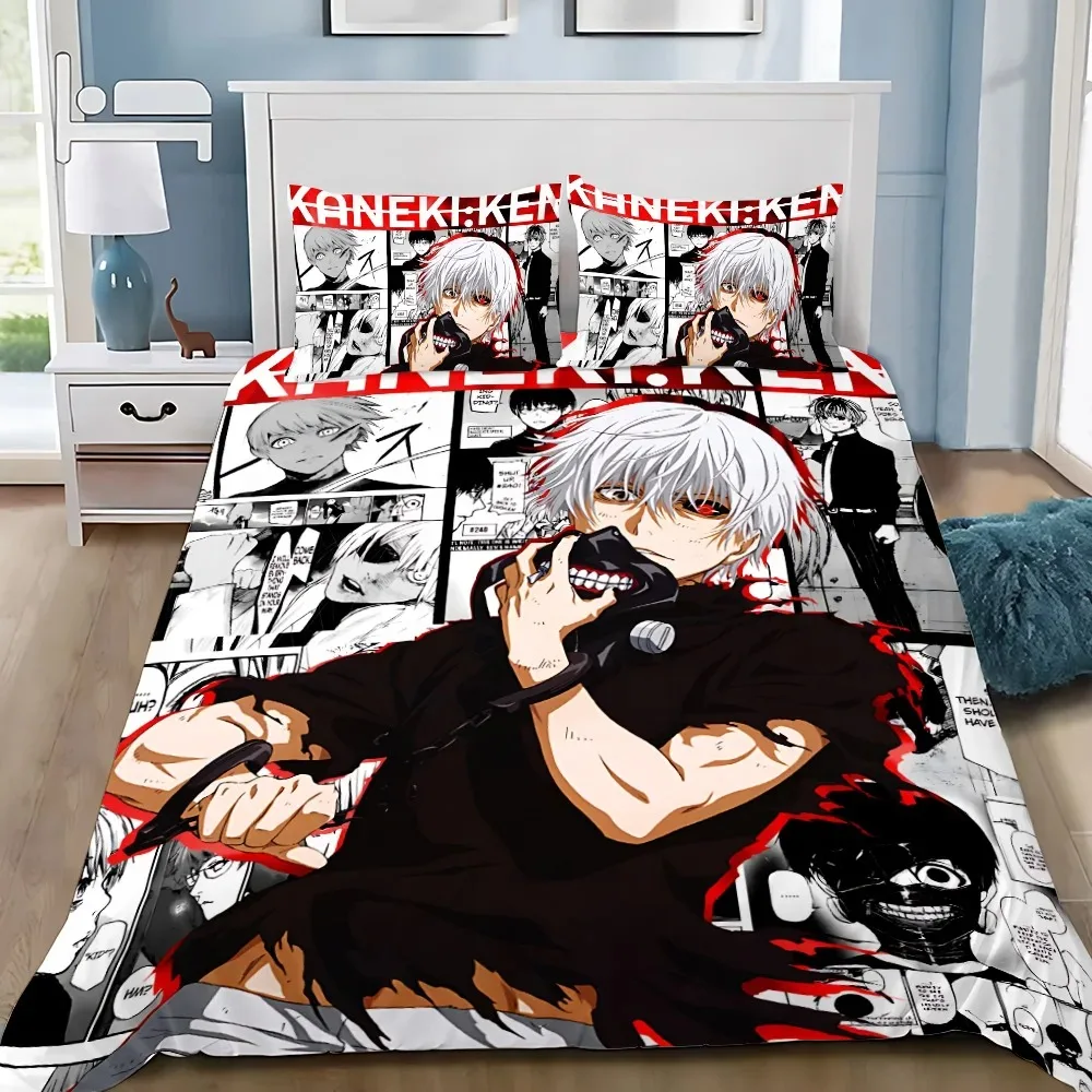 Anime Duvet Pillowcase Bedding Set Adult Boy T-Tokyo G-Ghoul Girl Bedroom Decoration Children Gift Single Double Large Size