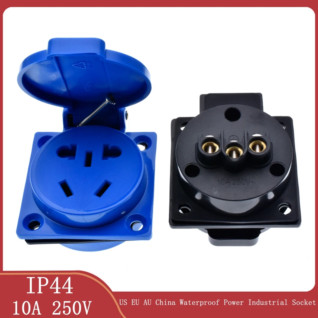 AU China Waterproof Power Industrial Socket with Cover 10A CE Approval Electrical Outlet Power Connector for Australia Chinese