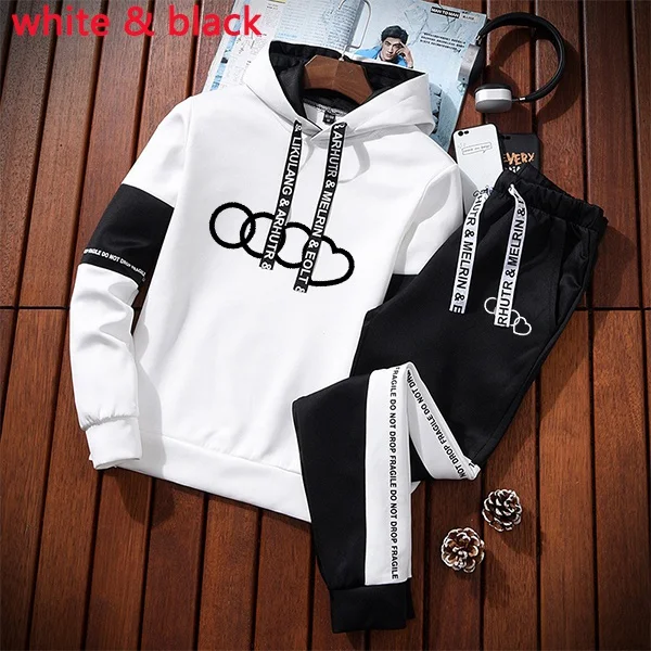 Men Tracksuit Sweatshirt+Sweatpants 2 Pieces Set Women Sportswear Casual Hoodies Suit Men\'s Pullover Hooded Fashion Streetwear