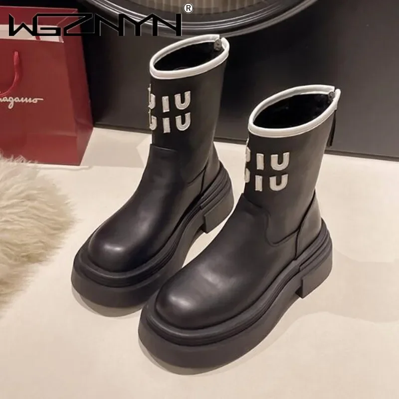 Chelsea Women Rubber Boot Autumn Shoe Luxury Designer Boots-Women Round Toe Rain High Heel Fashion 2025 Ladies Ankle Botas Mujer