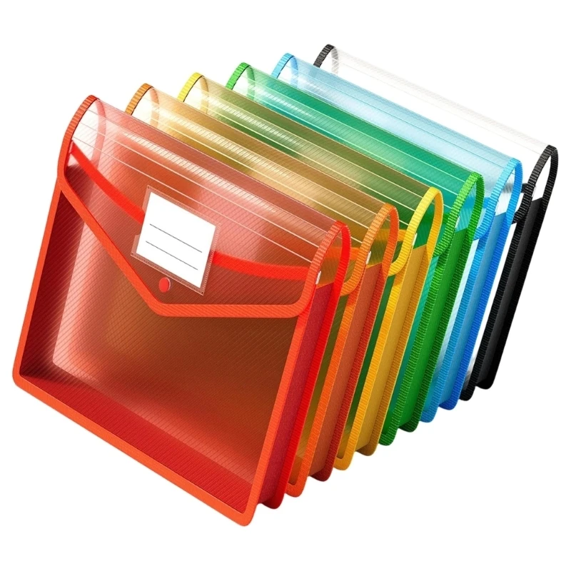 CORA 6Pcs Expandable File Folders With Buttons Closure Label Window For Office